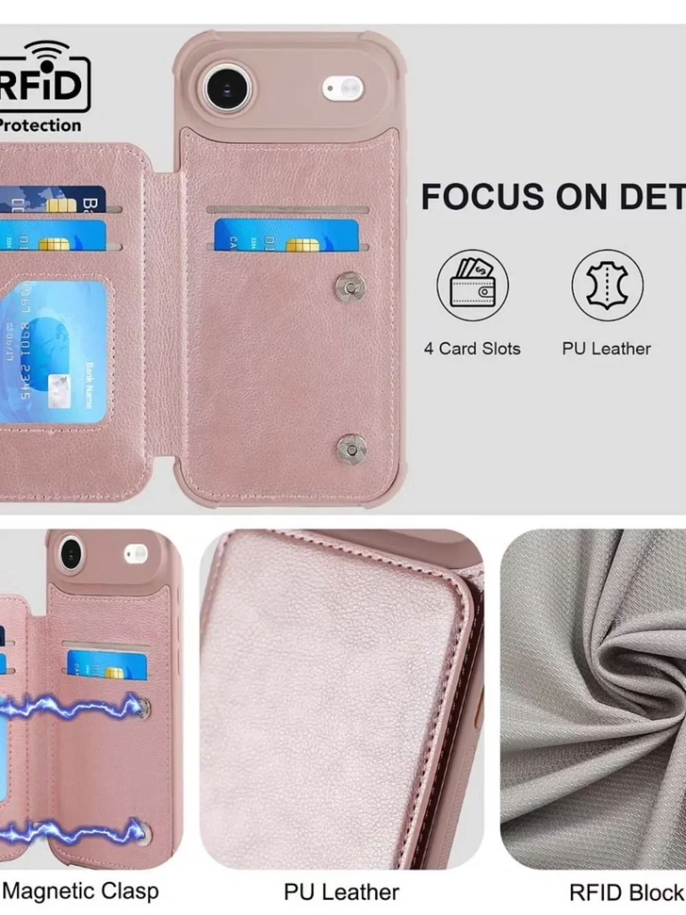iPhone Air Wallet Case with RFID Blocking Card Holder